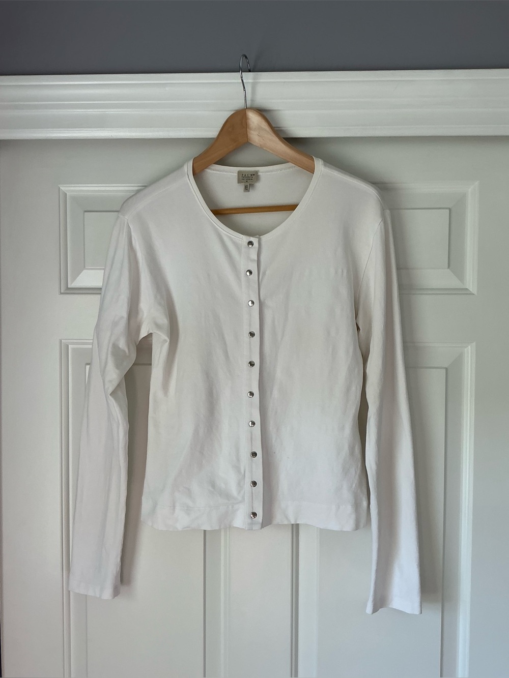 Pauw Amsterdam White Cotton Snap Buttons Long Sleeve Cardigan Cardigan 6-8 US